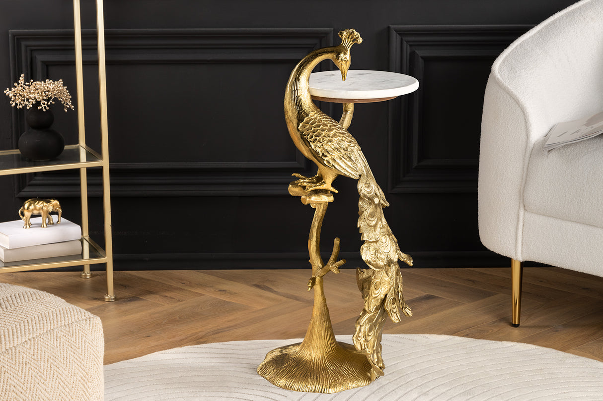 Side table WILDLIFE PEACOCK 75cm gold