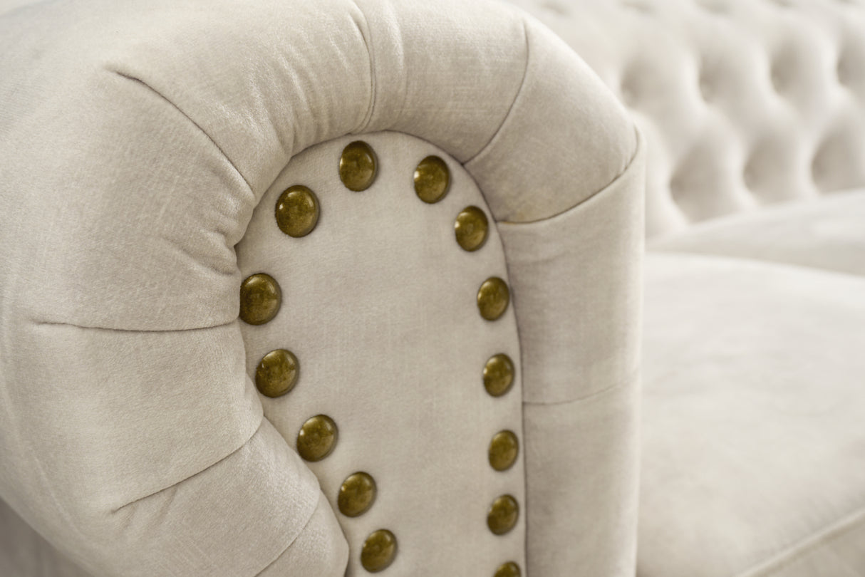 Armchair CHESTERFIELD velvet champagne