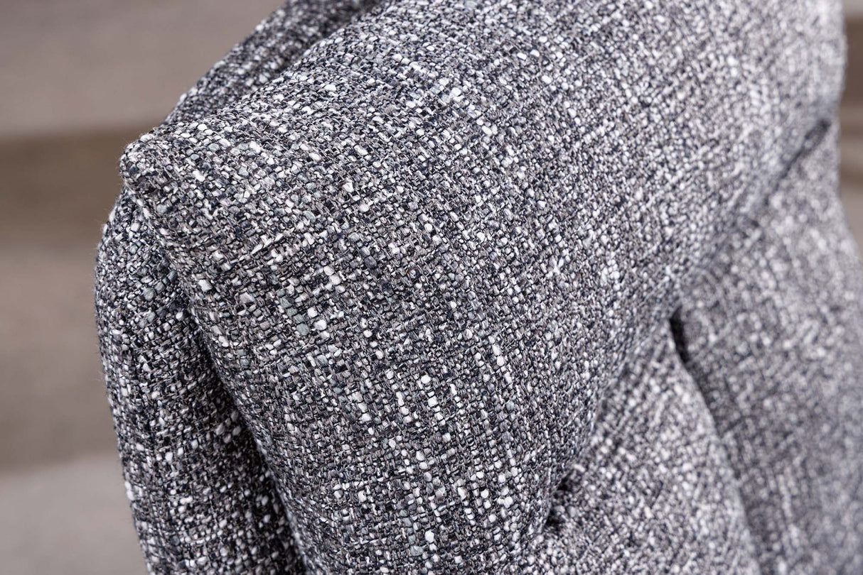 Swivel chair BIG GEORGE 360° auto return textured fabric grey w/ oak wood frame