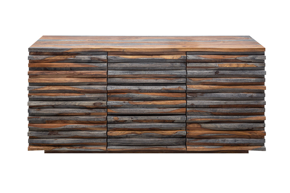 Sideboard RELIEF 160cm Sheesham Holz Rauchoptik