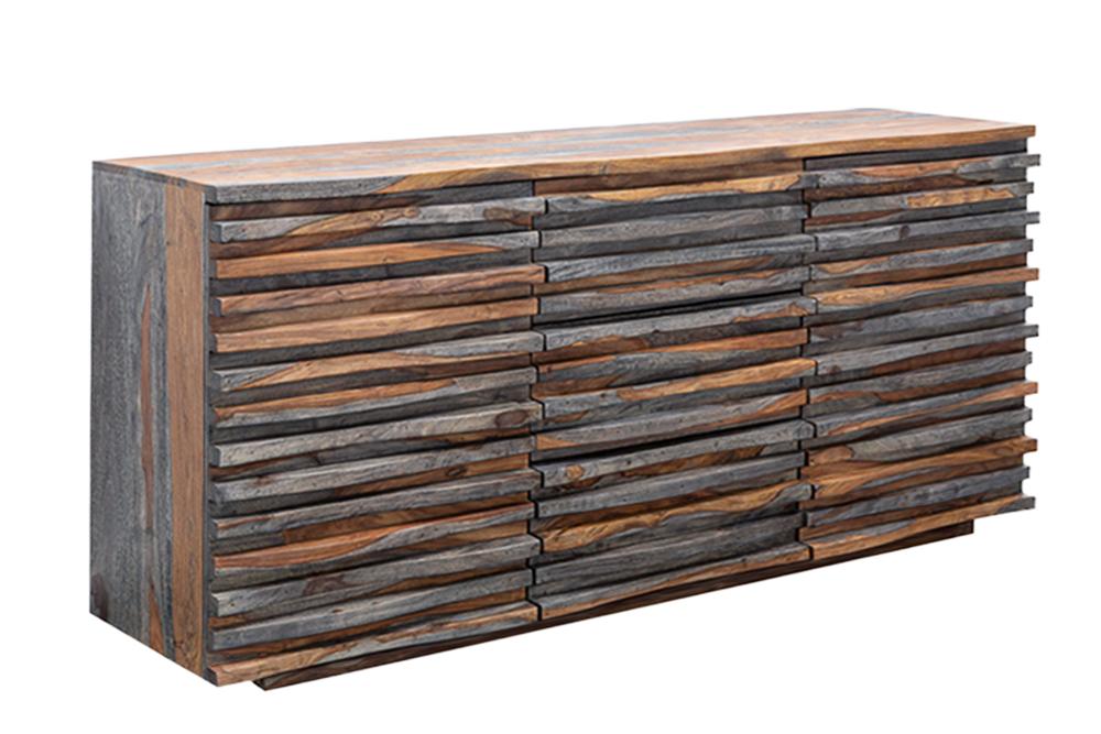 Sideboard RELIEF 160cm sheesham wood smoke finish