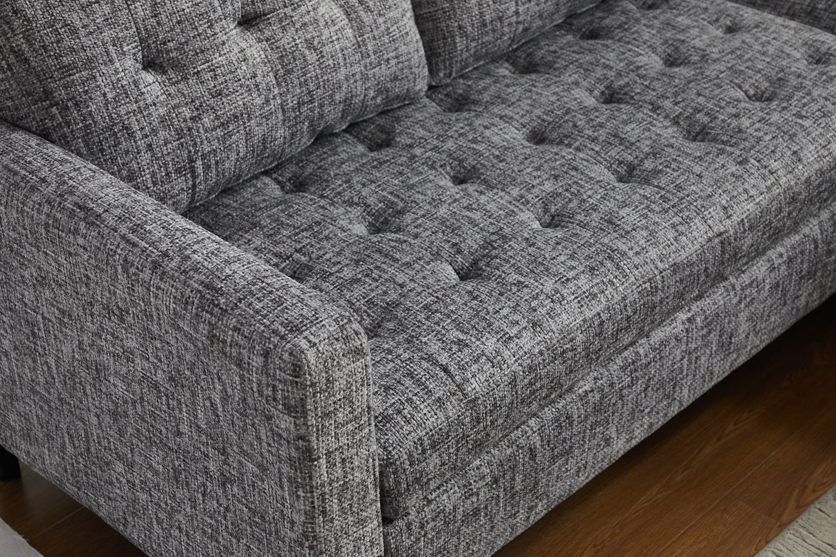 Ecksofa STOCKHOLM 220cm 3-Sitzer Federkern Strukturstoff grau