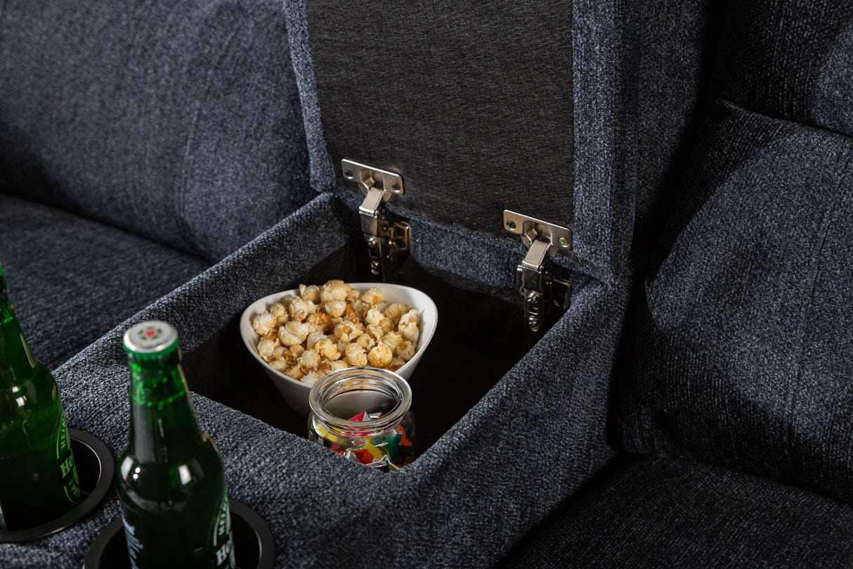 Cinema armchair HOLLYWOOD 2-seater textured fabric dark grey