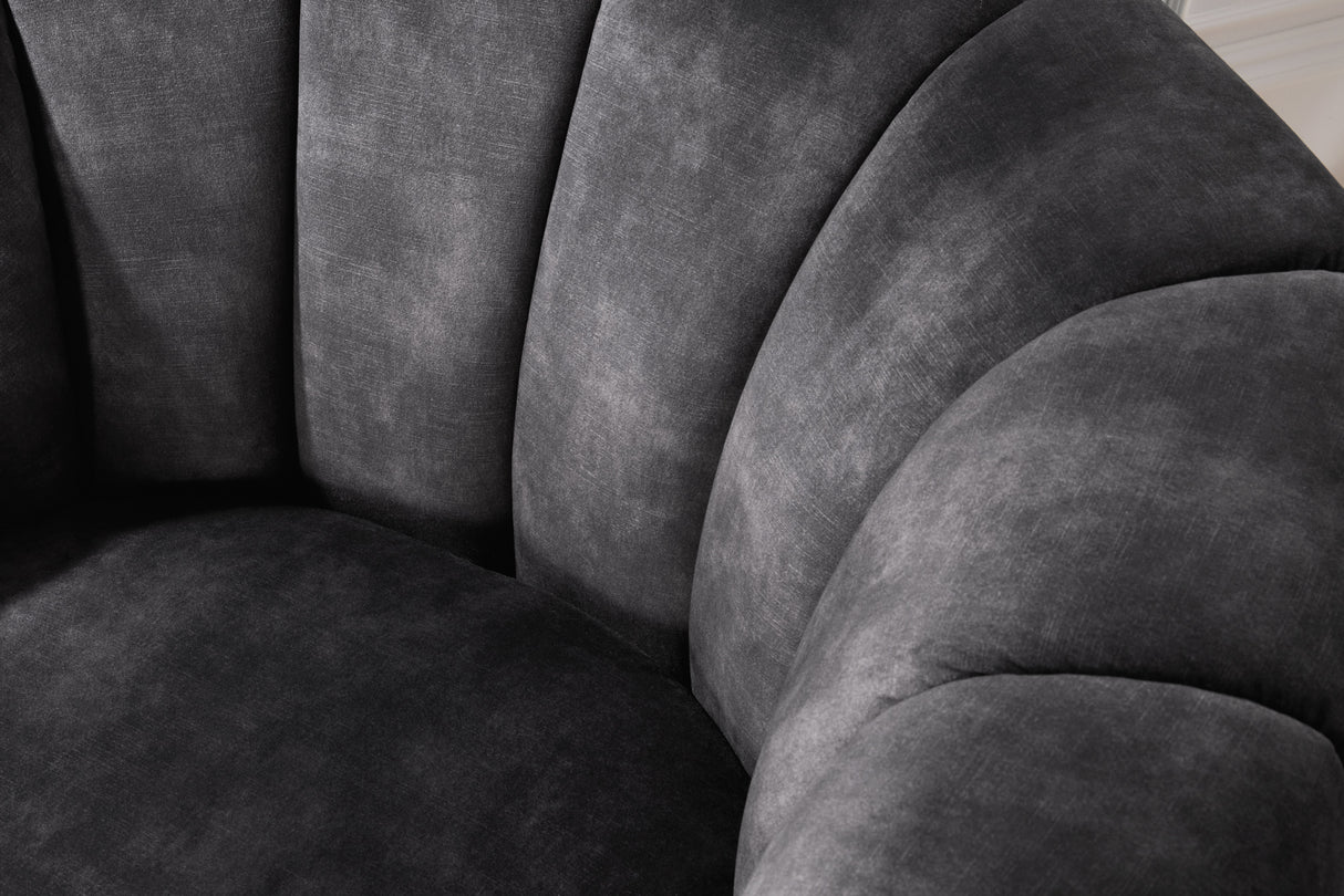 Armchair BABYLON 360° rotatable velvet dark grey