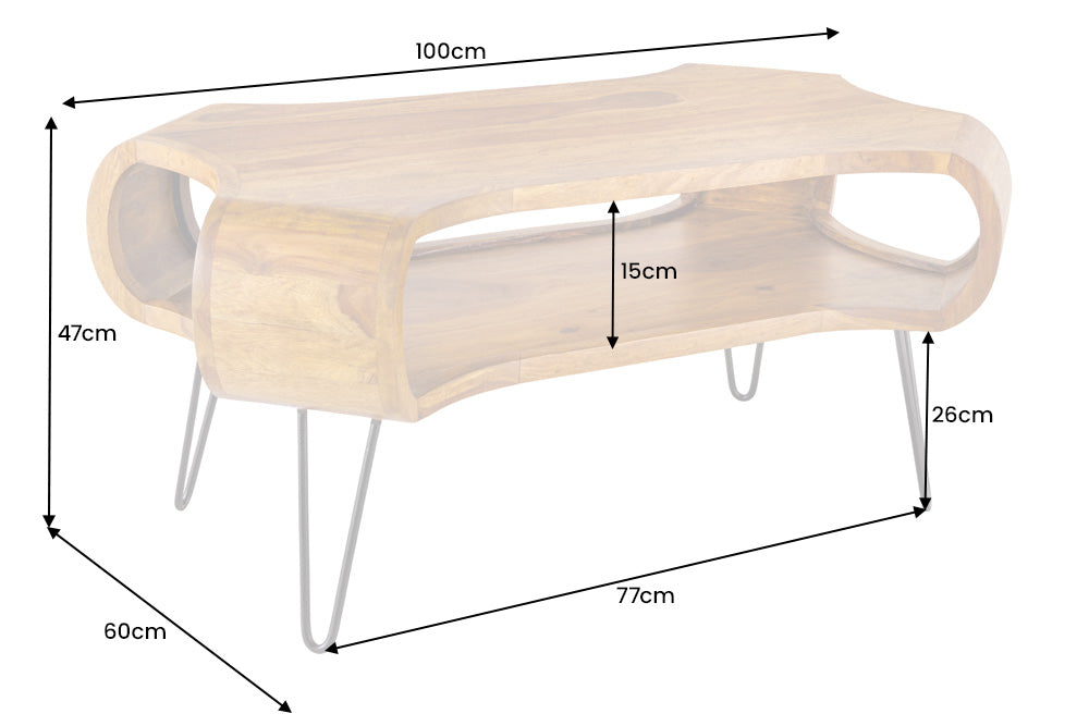 Couchtisch ORGANIC LIVING 100cm Sheesham Holz natur