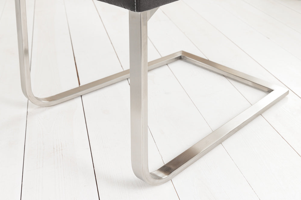 Cantilever chair SAMSON w/ silver handle microfibre grey