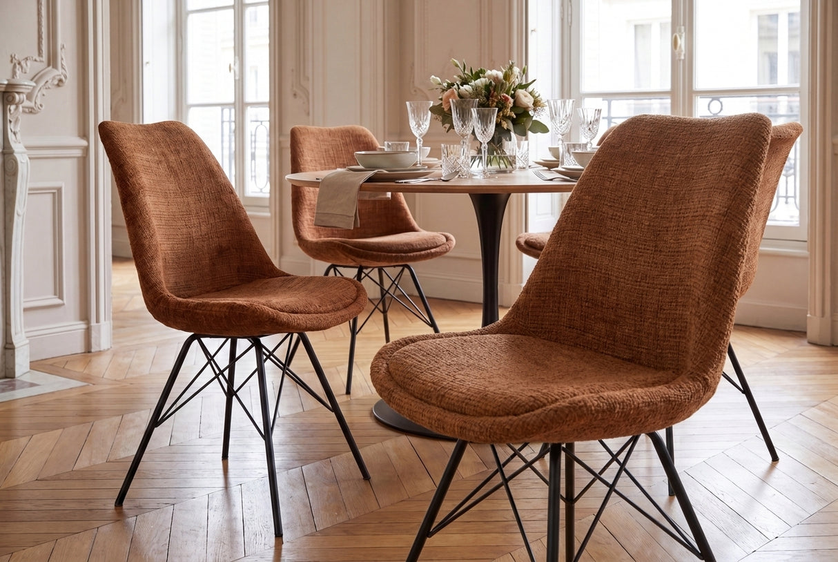 Chair SCANDINAVIA MEISTERSTÜCK textured fabric brown