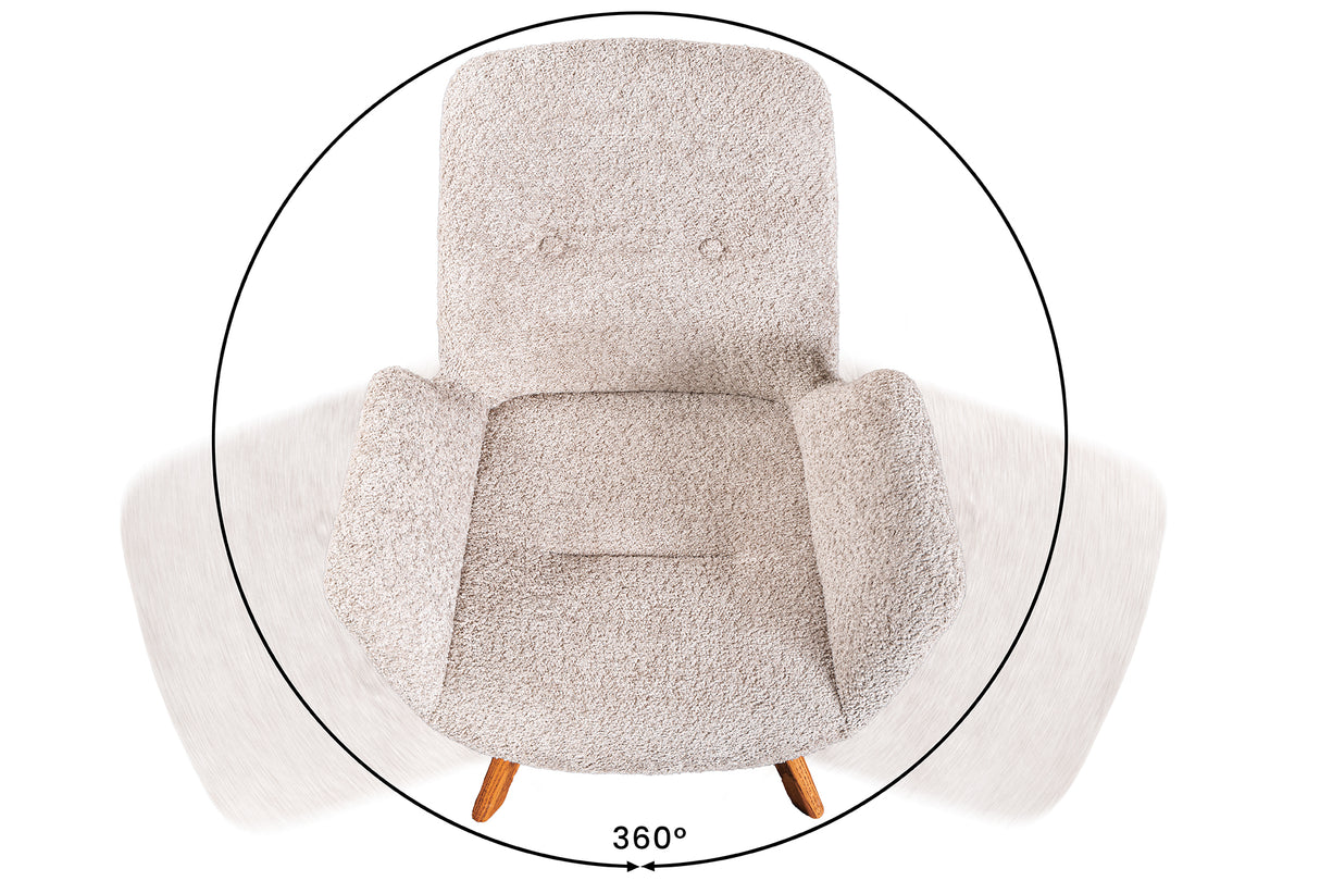 Swivel chair BALTIC rotatable 360° w/ armrests bouclé beige natural