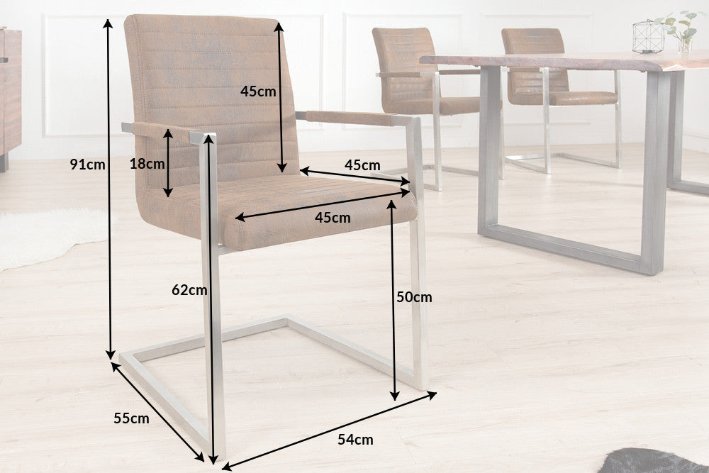 Freischwinger LOFT mit Armlehnen Mikrofaser antikbraun