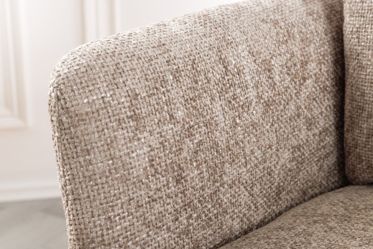 Swivel chair BIG GEORGE 360° with armrests textured fabric champagne greige