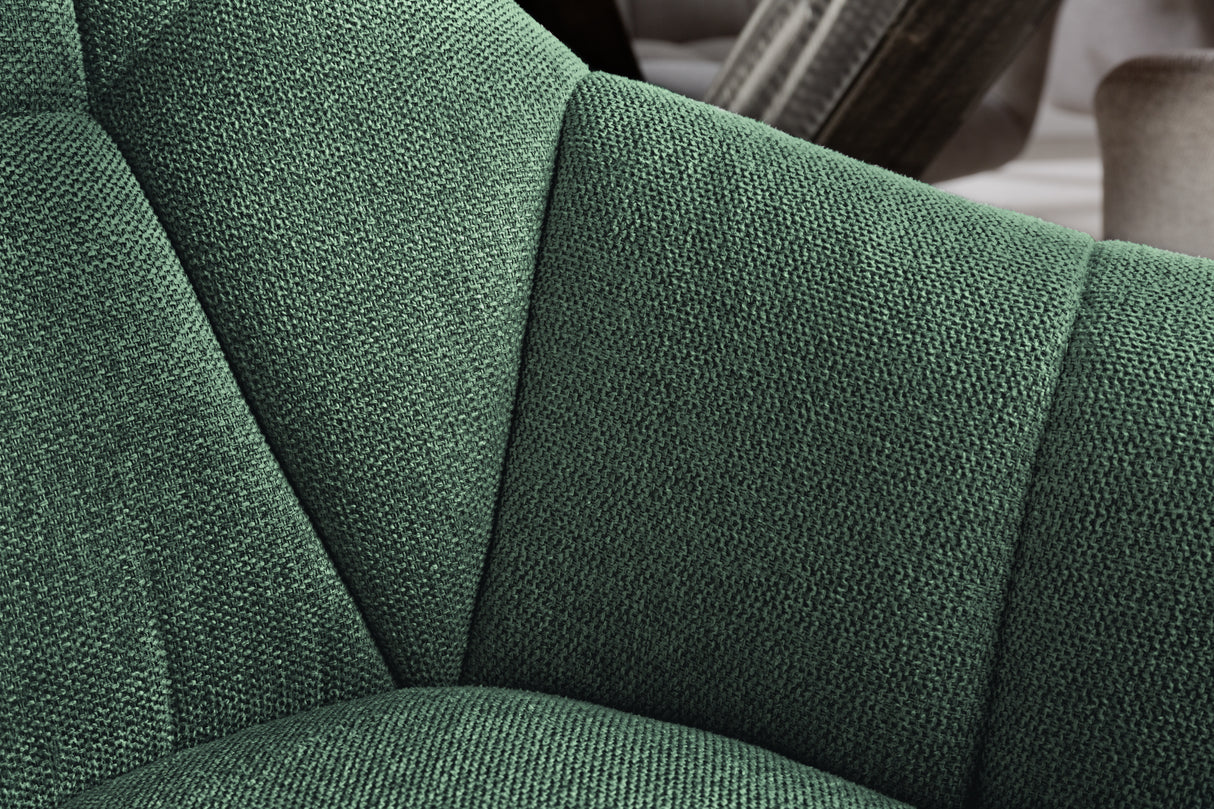 Swivel chair PAPILLON rotatable 180° w/ armrests textured fabric dark green