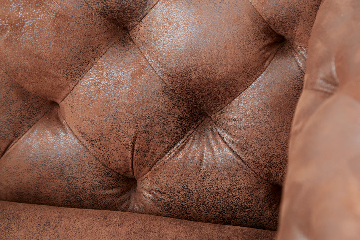 Sofa MODERN BAROCK 240cm 3-seater microfibre antique brown in chesterfield style