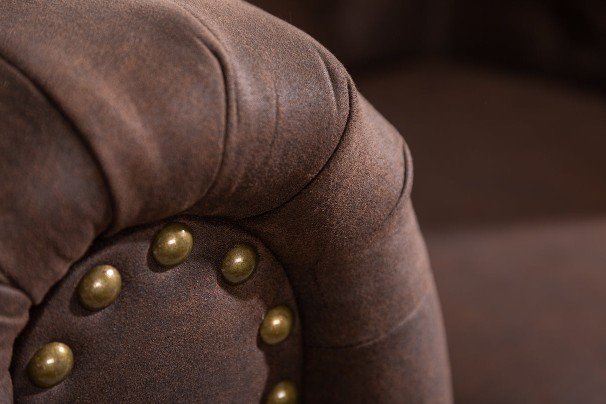 Armchair CHESTERFIELD microfibre vintage brown