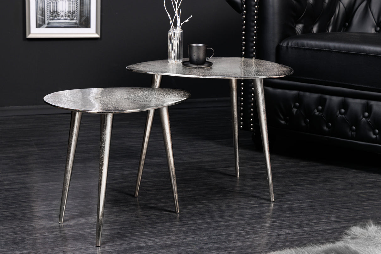 Couchtisch ELEMENTS 2er Set silber