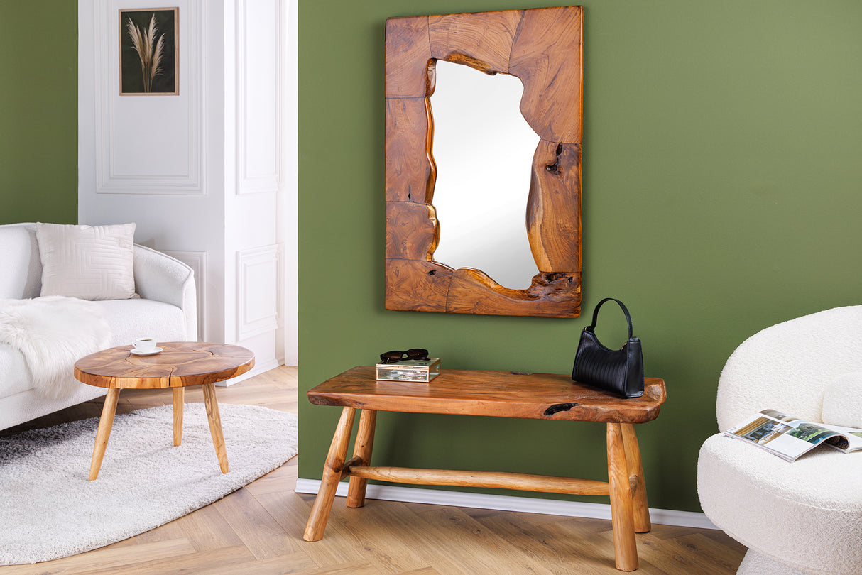 Wandspiegel MOSAIK 90cm Teakholz natur braun handgefertigt