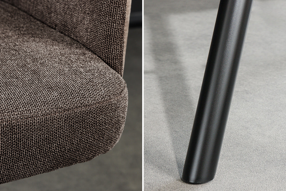 Bar stool BIG GEORGE w/ armrests flat woven fabric velvet taupe rotatable