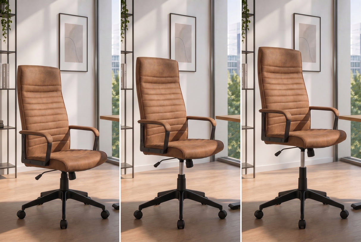 Bürostuhl LAZIO 49-59cm mit Wippfunktion Mikrofaser Vintage Braun