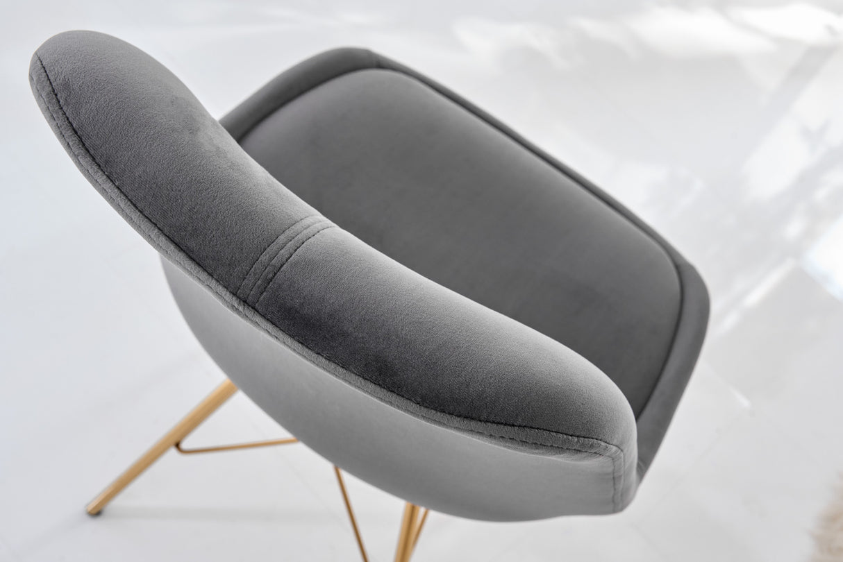 Chair SCANDINAVIA MASTERPIECE velvet dark grey with golden legs