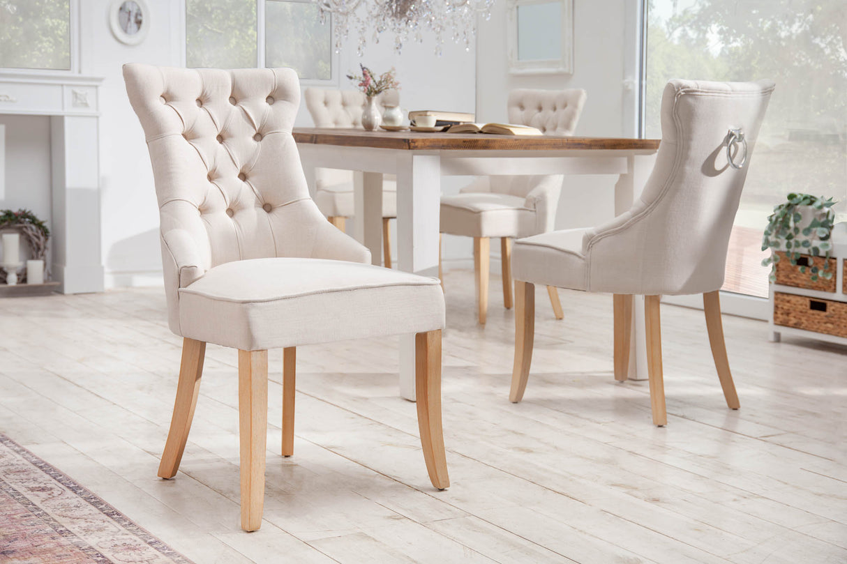 Stuhl CASTLE mit Komfortgriff Leinenbeige im Landhausstil