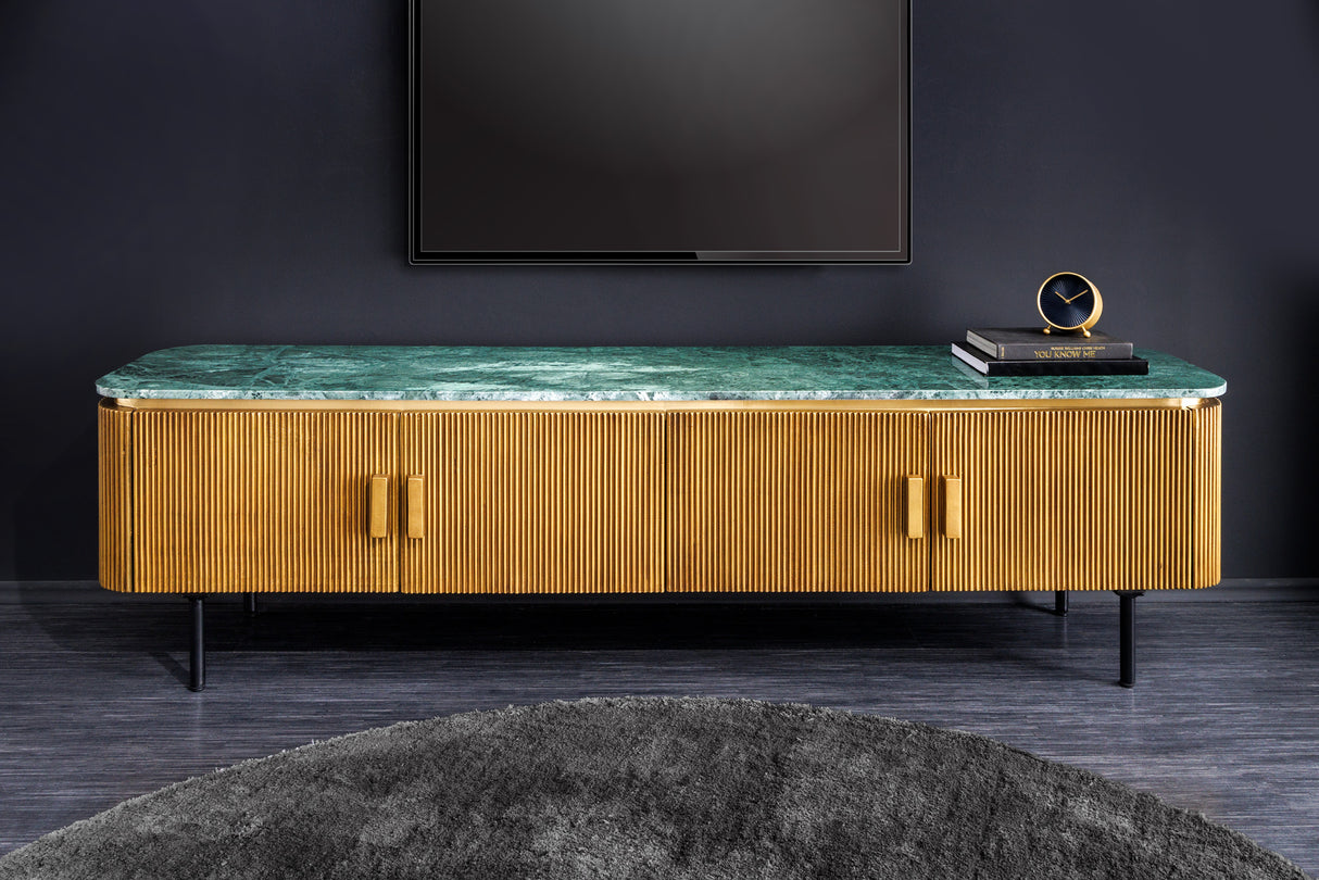 TV-Board VENEZIANO 160cm Mangoholz und Marmorplatte