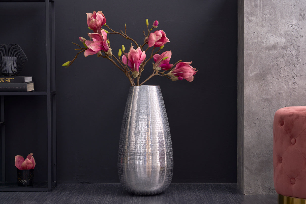 Vase ORIENT 50cm with hammer stroke effect silver