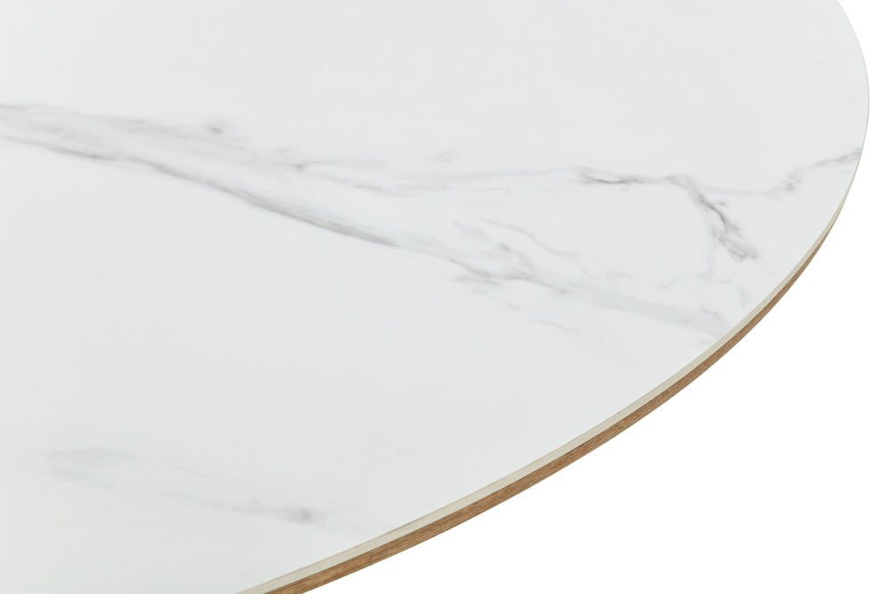 Dining table UNIQUE 160-200cm extendable oak wood verneered w/ ceramic white marble top