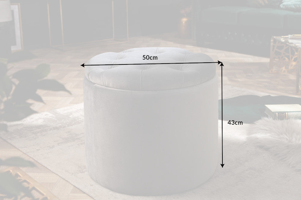 Hocker MODERN BAROCK STORAGE 50cm Samt silber