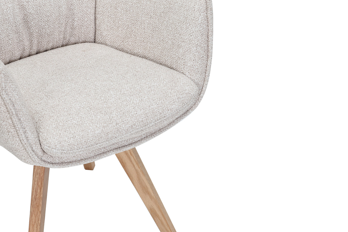 Drehstuhl VOGUE 360° drehbar Strukturstoff beige mit Eichengestell natur