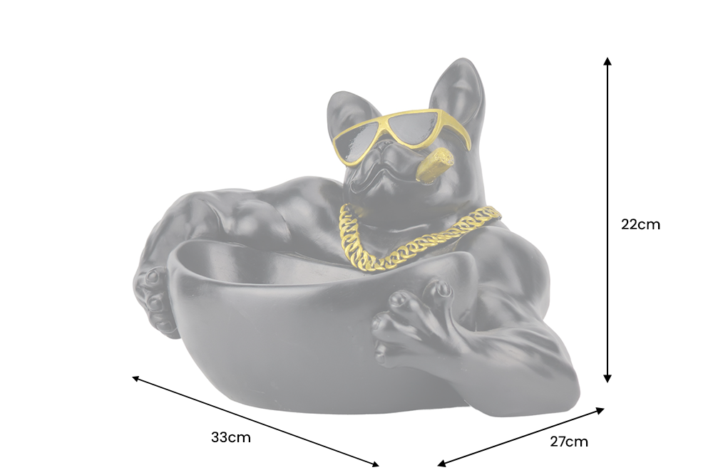 Decoration bowl BULLDOG 30cm handmade bowl with storage tray black