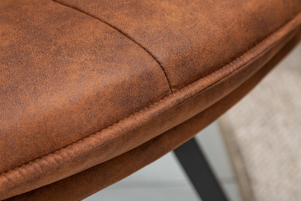 Swivel chair LOUNGER 180° with armrests microfibre light brown