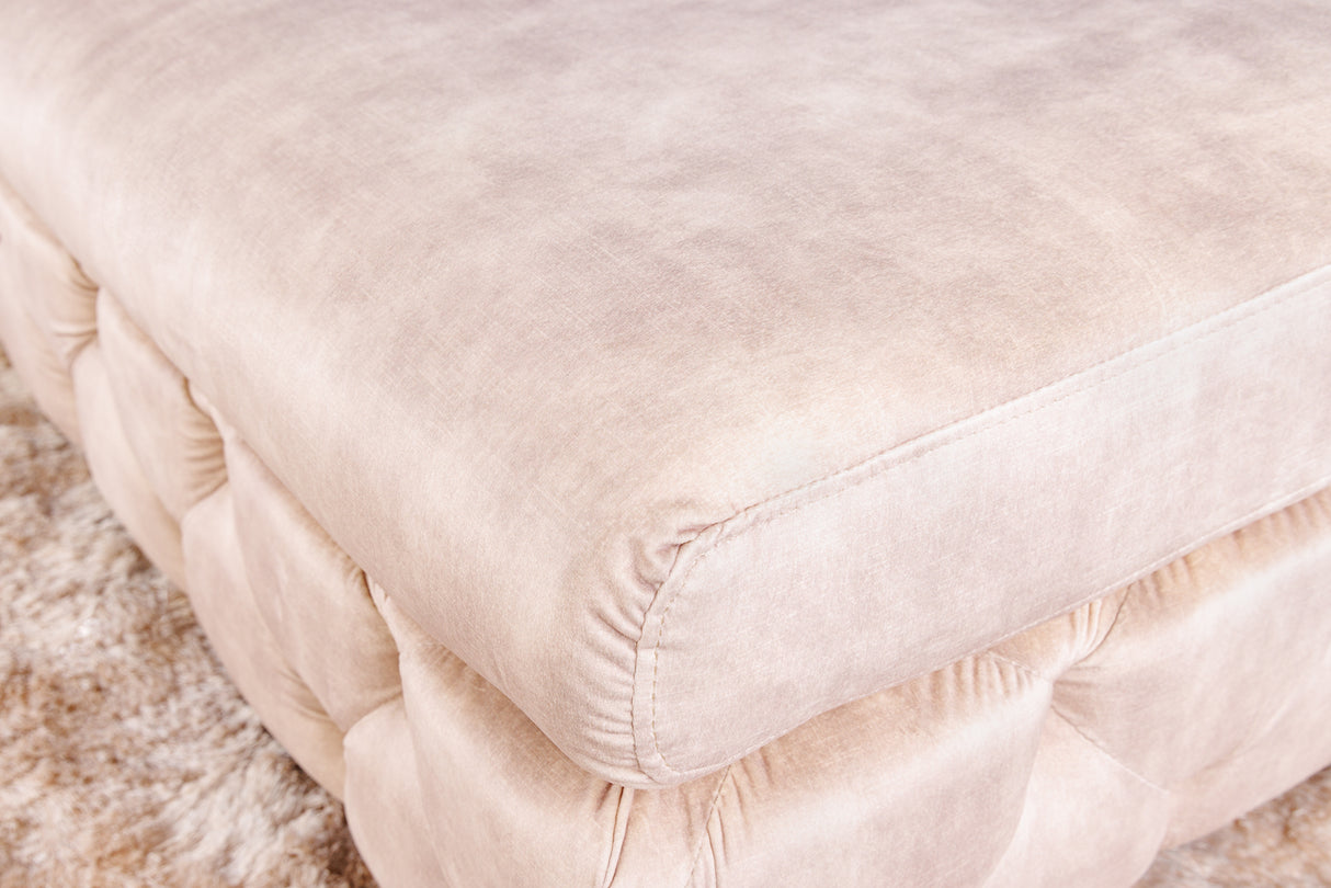 Hocker MODERN BAROCK 90cm Samt champagner im Chesterfield-Stil