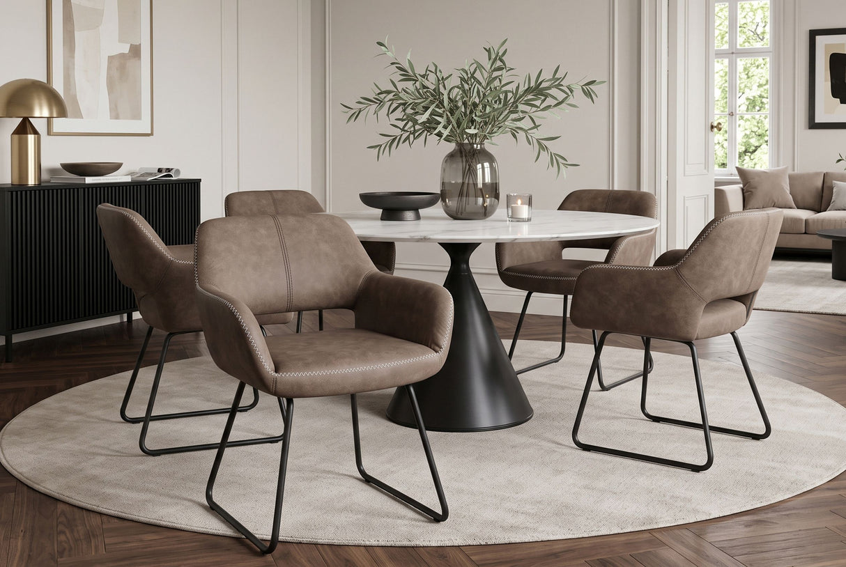 Chair MUSTANG with armrests microfibre antique taupe