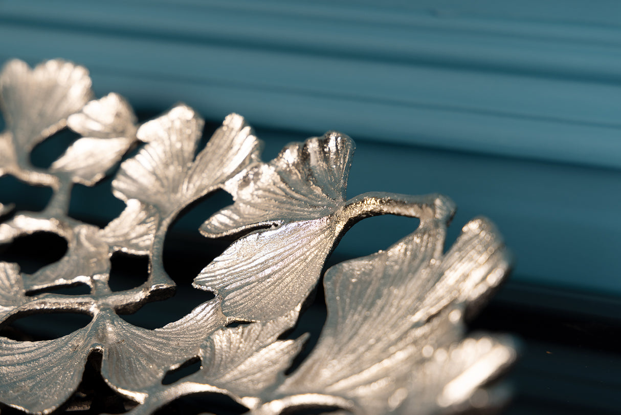 Dekoschale GINKGO BLÄTTER 40x26cm silber