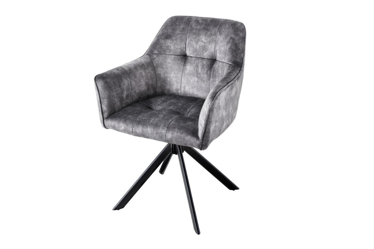 Swivel chair LOFT 180° with armrests velvet dark grey