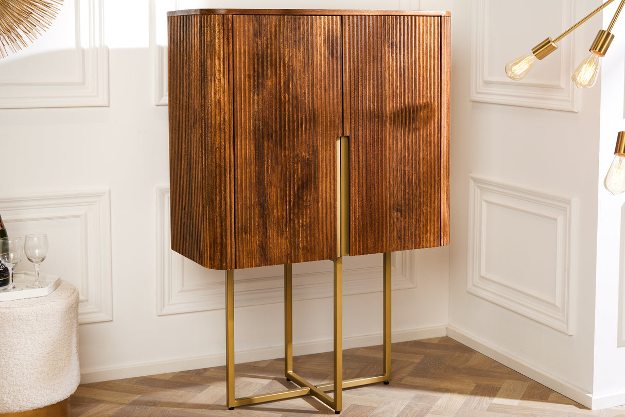 Highboard GATSBY 125cm retro style mango wood gold