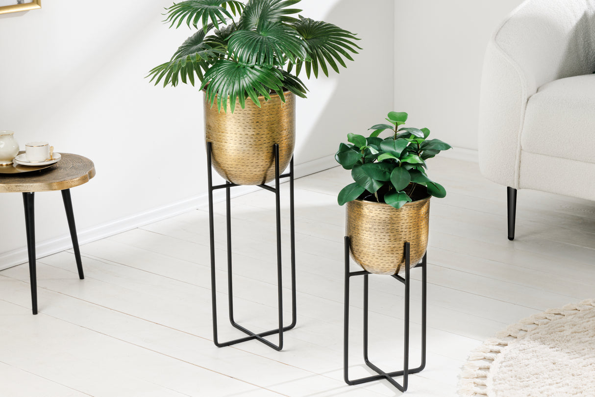 Flower pot UNIT 70-50cm set of 2 black gold incl. frame