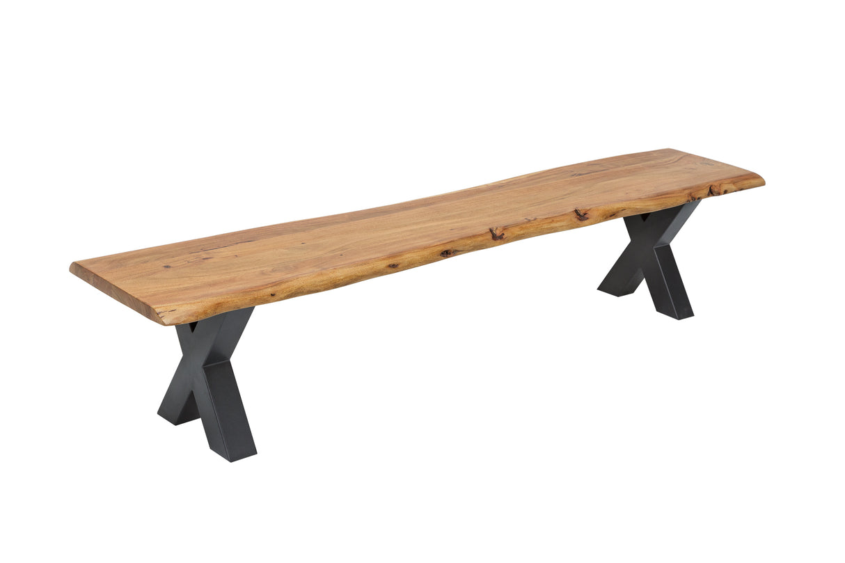 Bank MAMMUT 160cm X-Beine 35mm massives Akazienholz