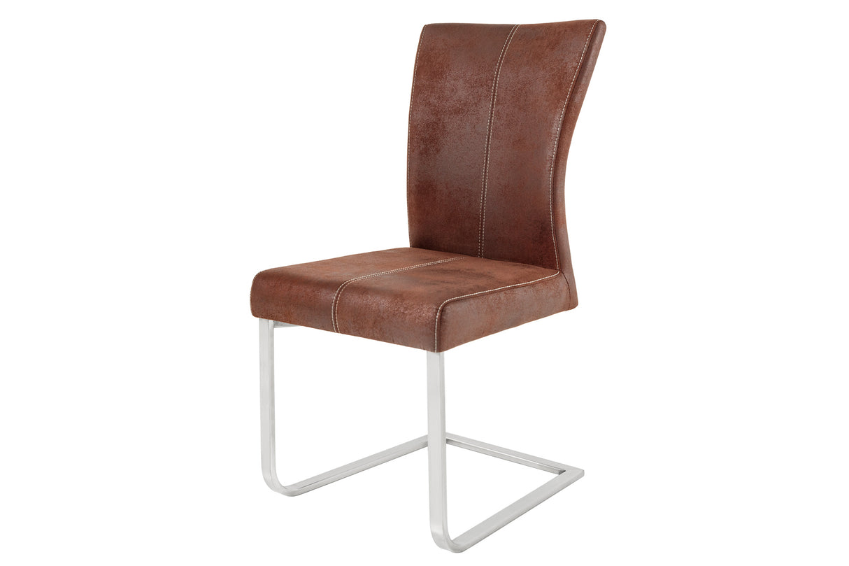 Cantilever chair SAMSON w/ silver handle and frame microfibre dark coffee