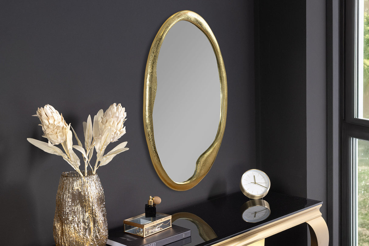 Wall mirror PORTRAIT 70cm oval gold metal handmade