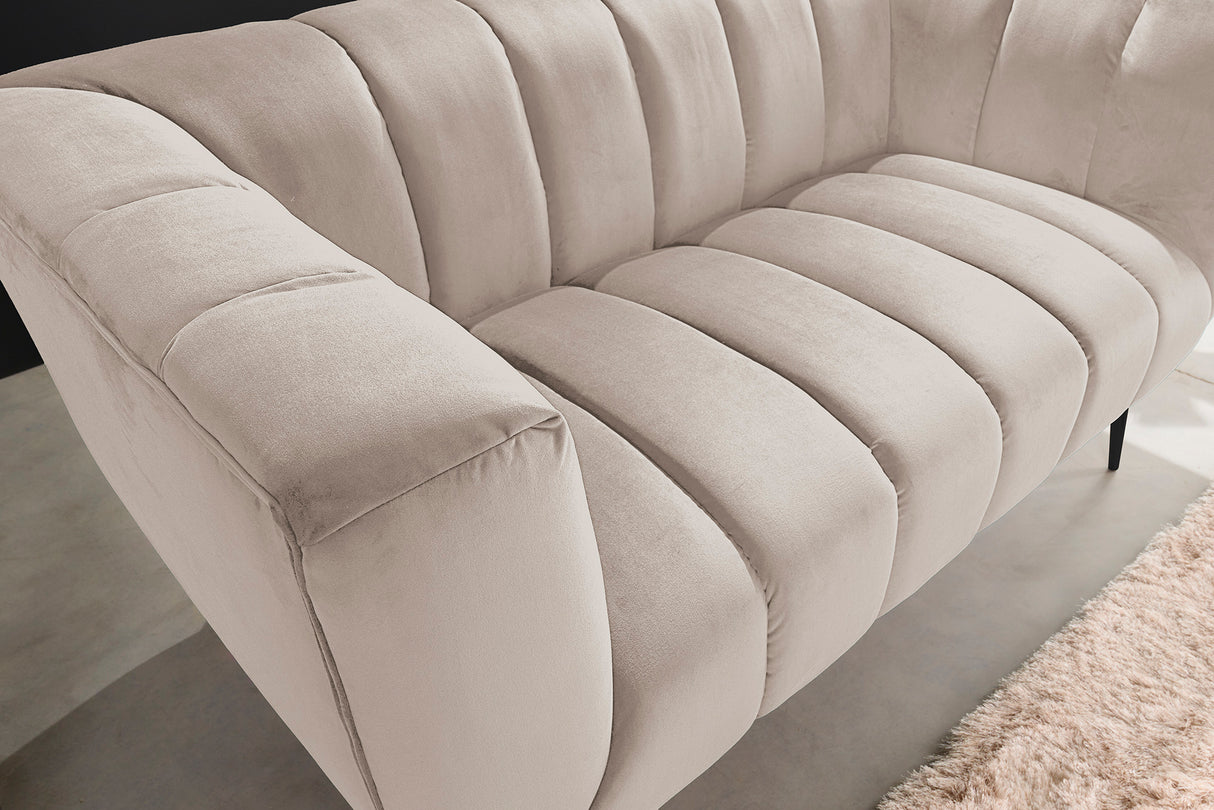 Sofa NOBLESSE 165cm 2-seater textured velvet champagne w/ black feet