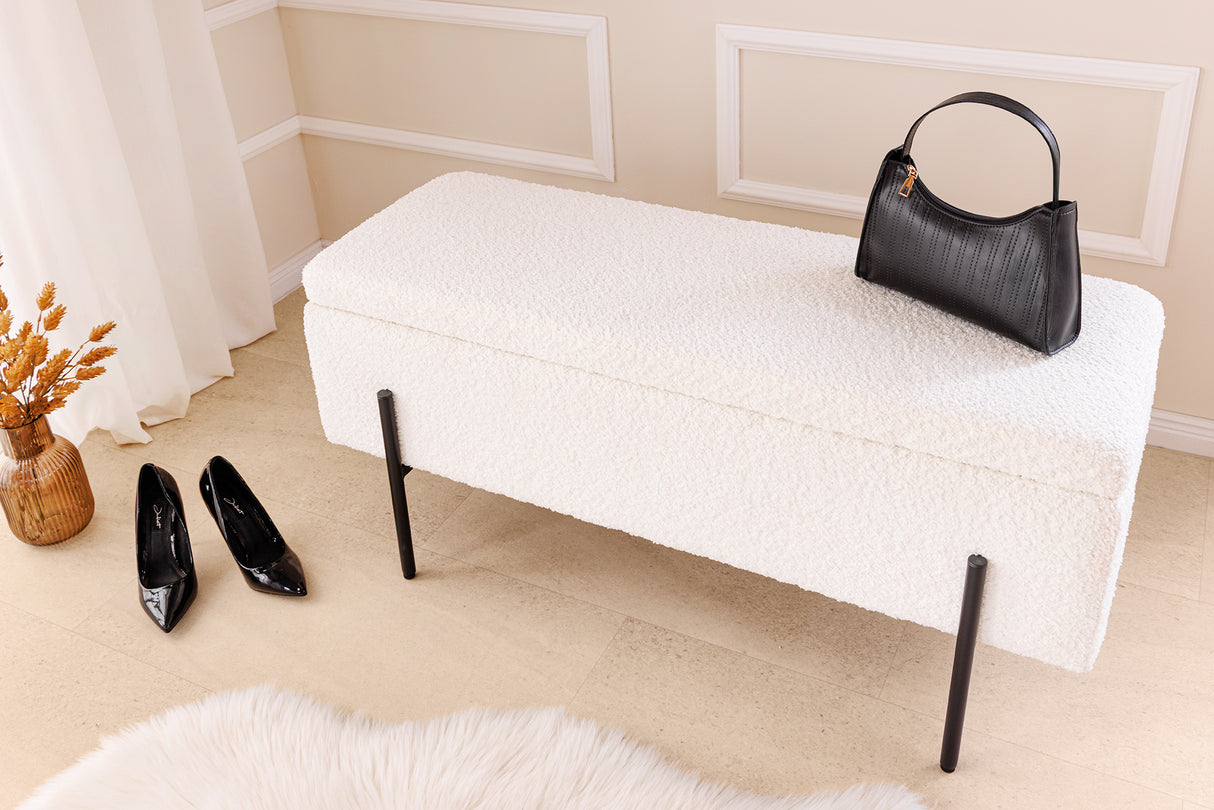 Bankspind LOFT 100cm Bouclé weiß