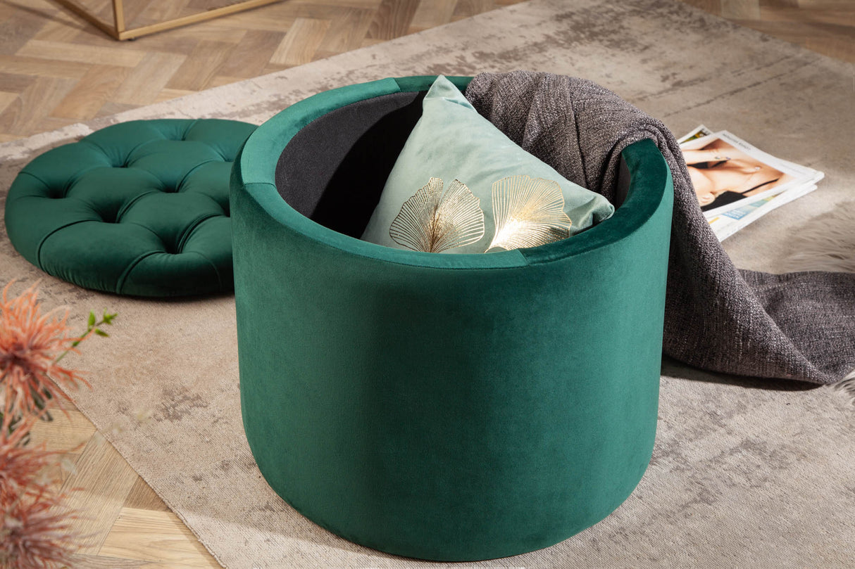 Stool MODERN BAROCK STORAGE 50cm velvet emerald green