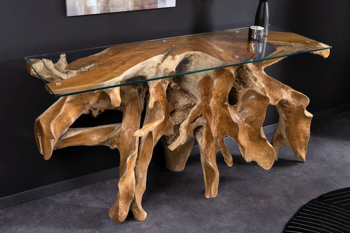 Console ROOT 150cm teak wood rack w/o glass plate