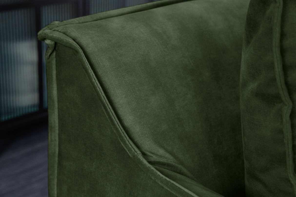 Sofa HEAVEN 200cm 3-Sitzer Federkern abnehmbarer Bezug Samt dunkelgrün
