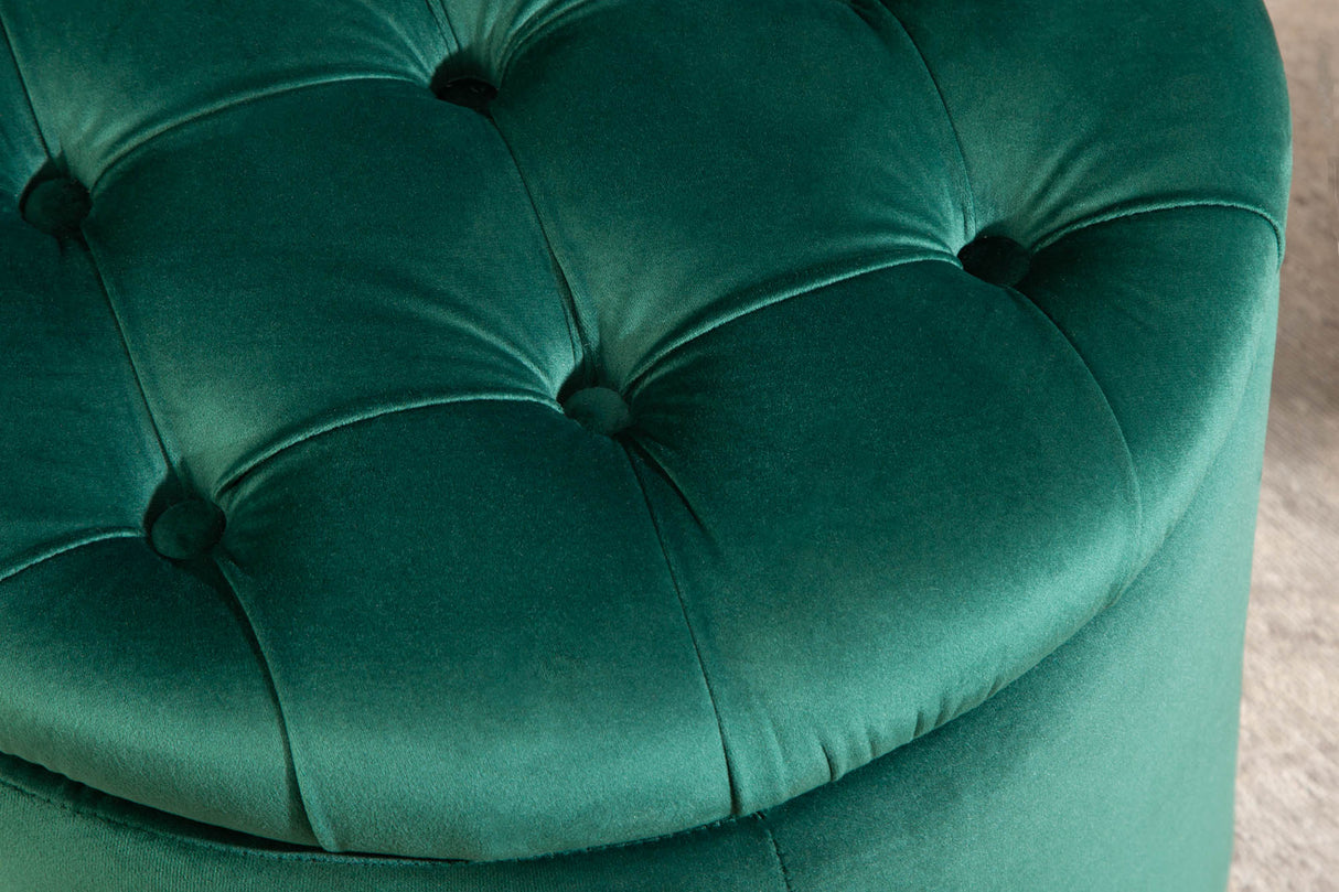 Stool MODERN BAROCK STORAGE 50cm velvet emerald green