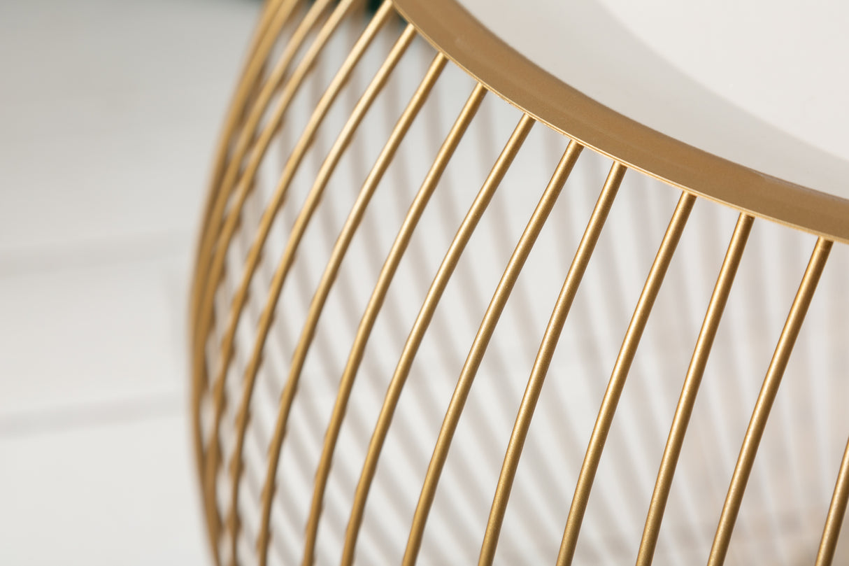Coffee table STORAGE 40cm gold w/ removable plate white