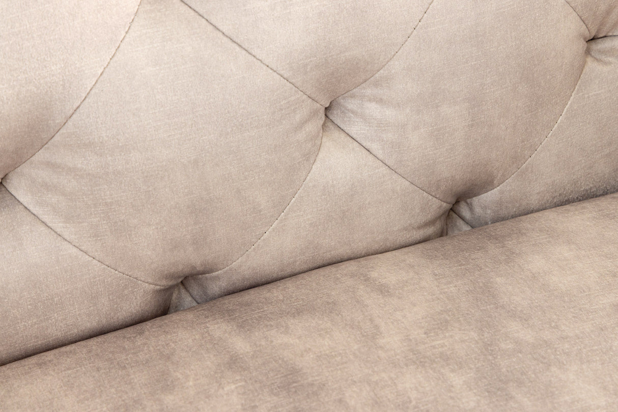 Sessel MODERN BAROCK 120cm Chesterfield-Optik Federkern Samt champagner beige