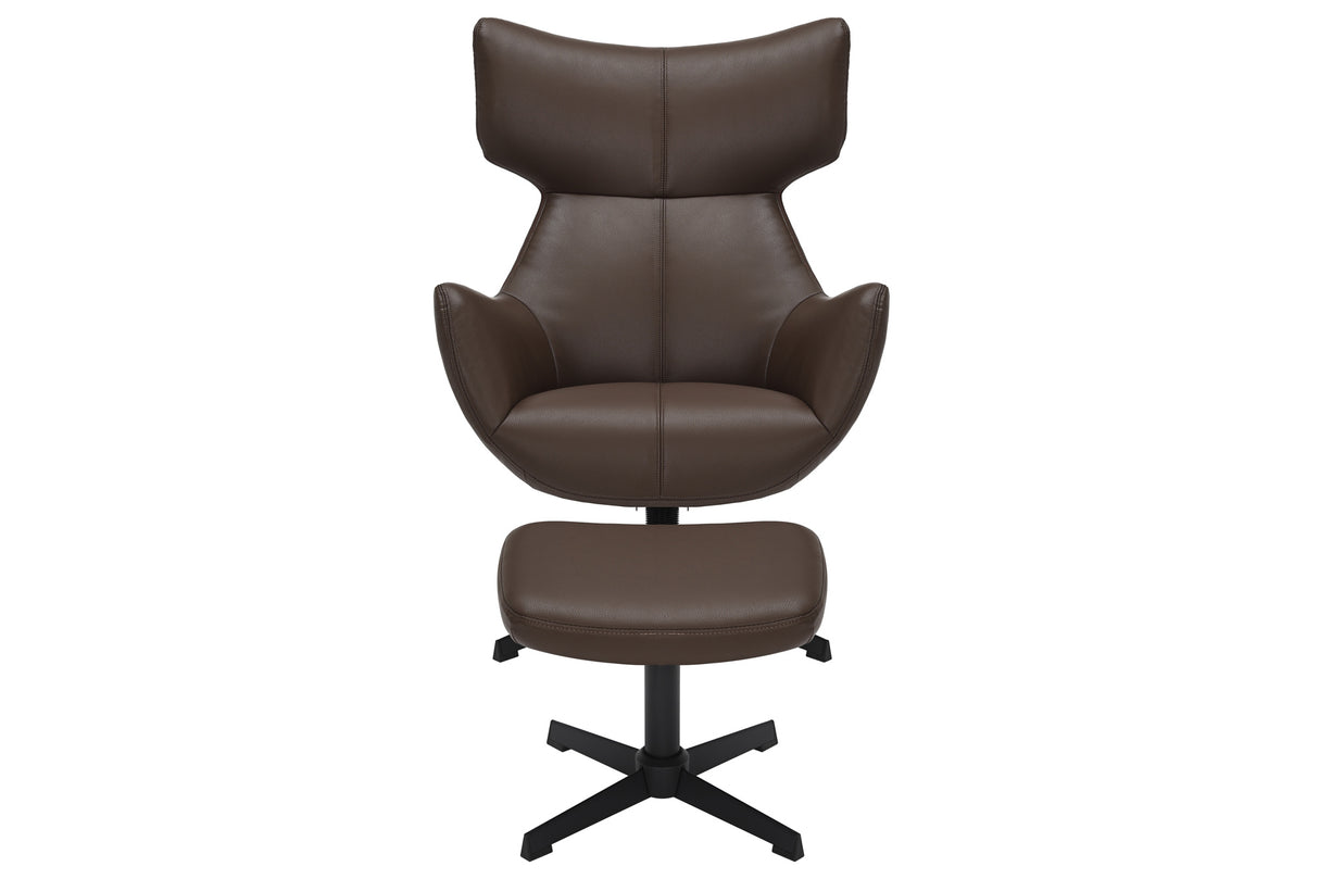 Sessel VOGUE 360° drehbar Kunstleder braun mit schwarzem Metallgestell