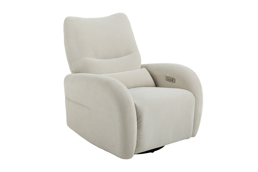 Cinema armchair PRIORITY 360° rotatable electrically adjustable w/ USB port textured fabric beige