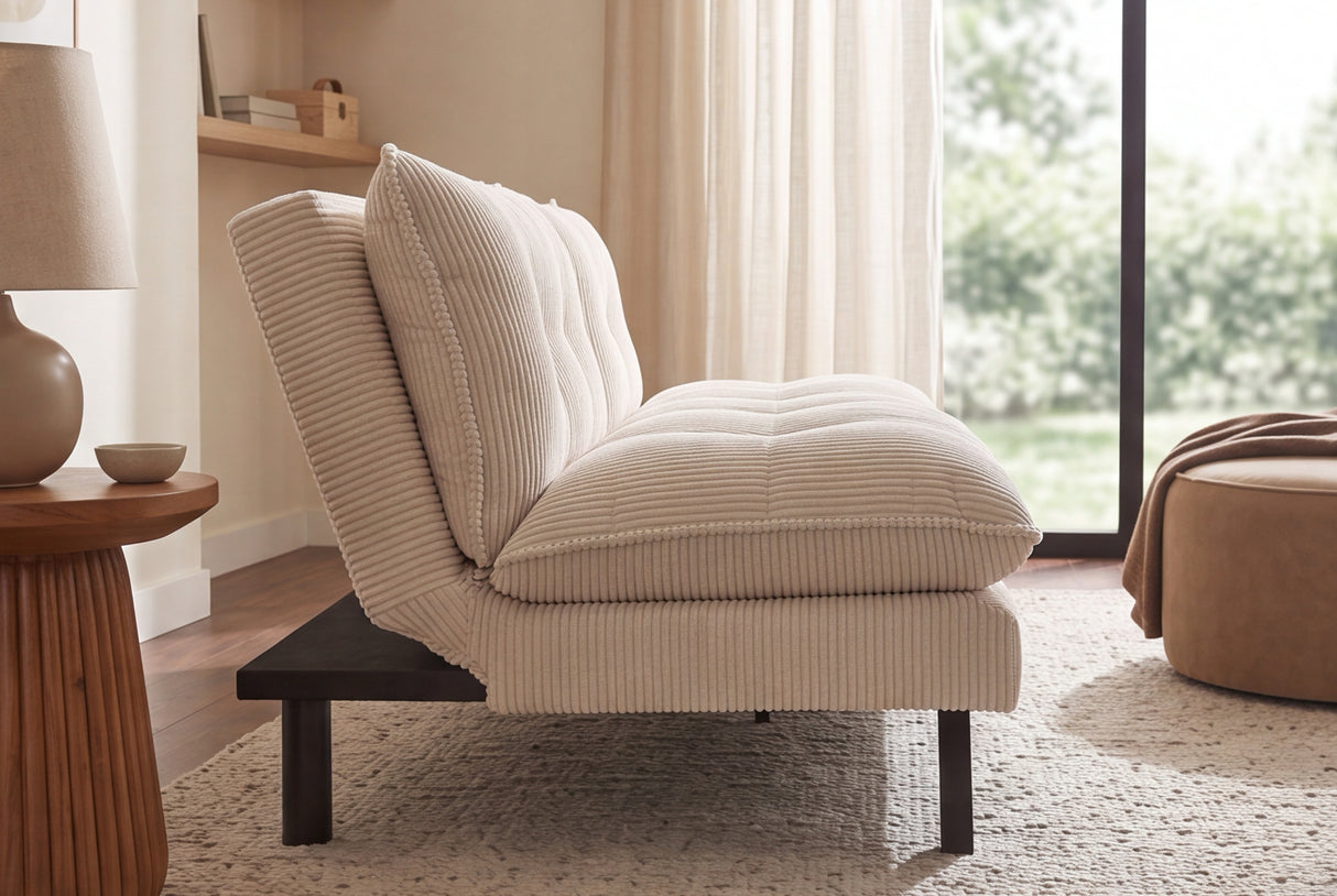 Sofa bed COCOONING 190cm 3-seater cord beige